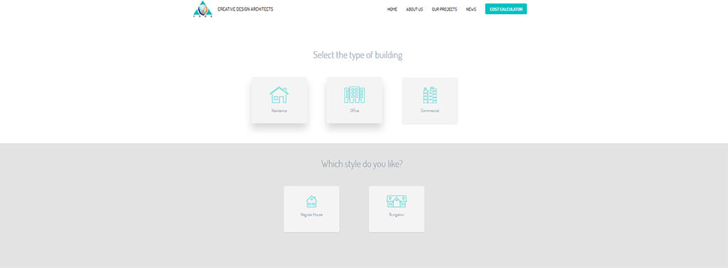 capture d'écran du site creative design architecture